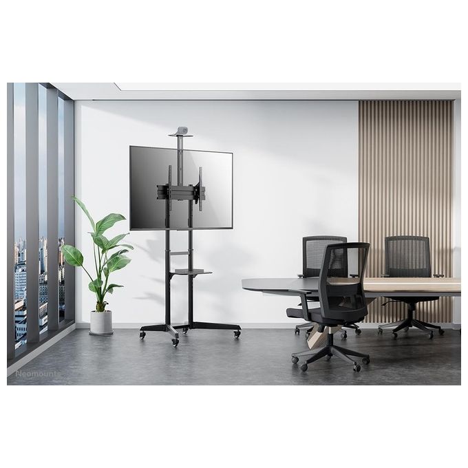 Neomounts FL50-550BL1 Carrello TV da Pavimento Mobile 37'' 70'' 50 Kg 4 Ruote 2 Ripiani VESA 600x400 colore Nero