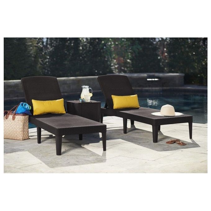 Keter Jaipur Lettino da Giardino Pieghevole Schienale Regolabile 4 Posizioni Effetto Polirattan 187x58x29 cm colore Cappuccino