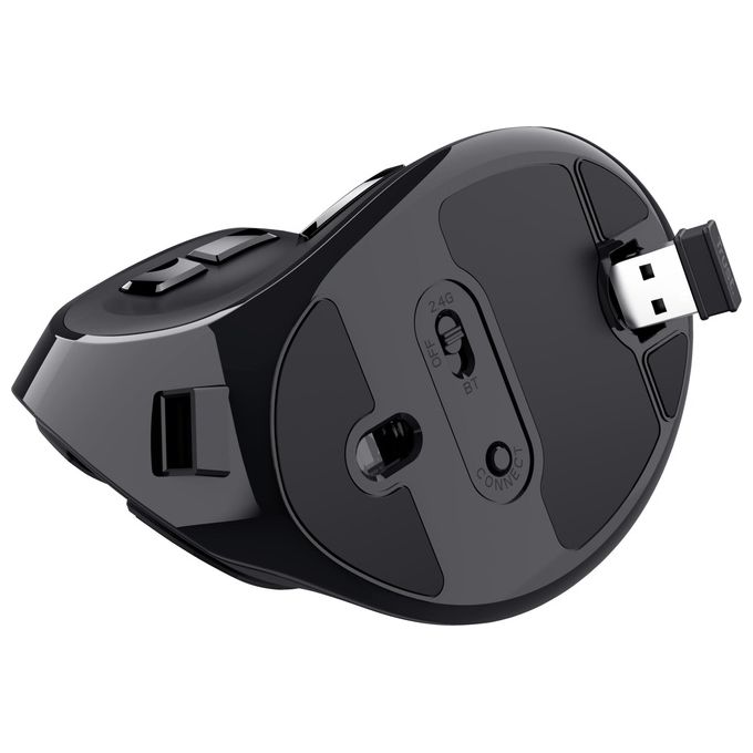 Trust 23731 Voxx Mouse Verticale Ergonomico Wireless RF Bluetooth 9 Tasti 2400 DPI Ricaricabile Display LED colore Nero