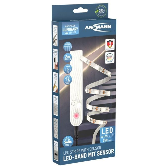 Ansmann Led-Band con Sensore 2mt 60 LEDs Bianco Caldo