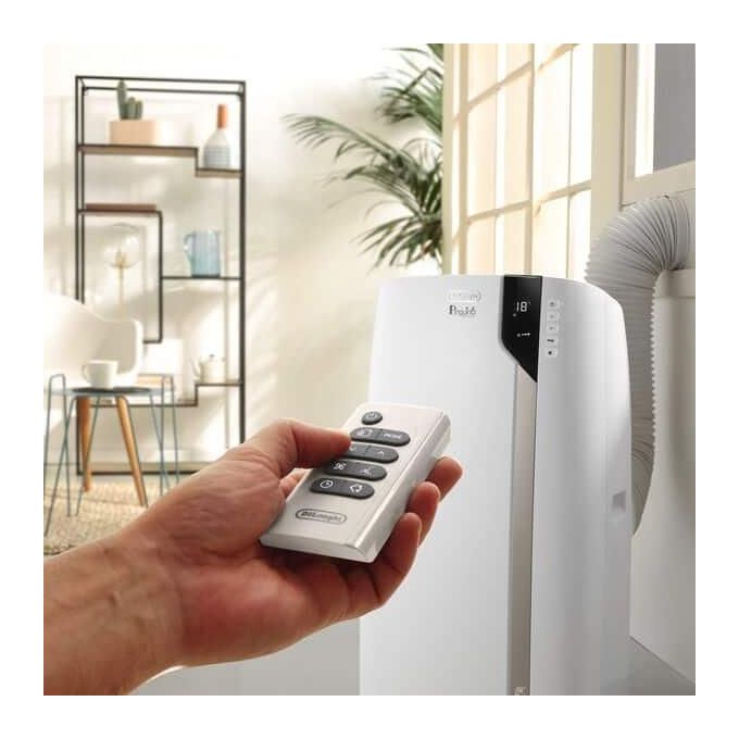 De'Longhi PAC EX93 Pinguino Extreme Condizionatore portatile 8900 BTU per ambienti fino a 33 m² Classe A Deumidificatore Ventilatore colore Bianco