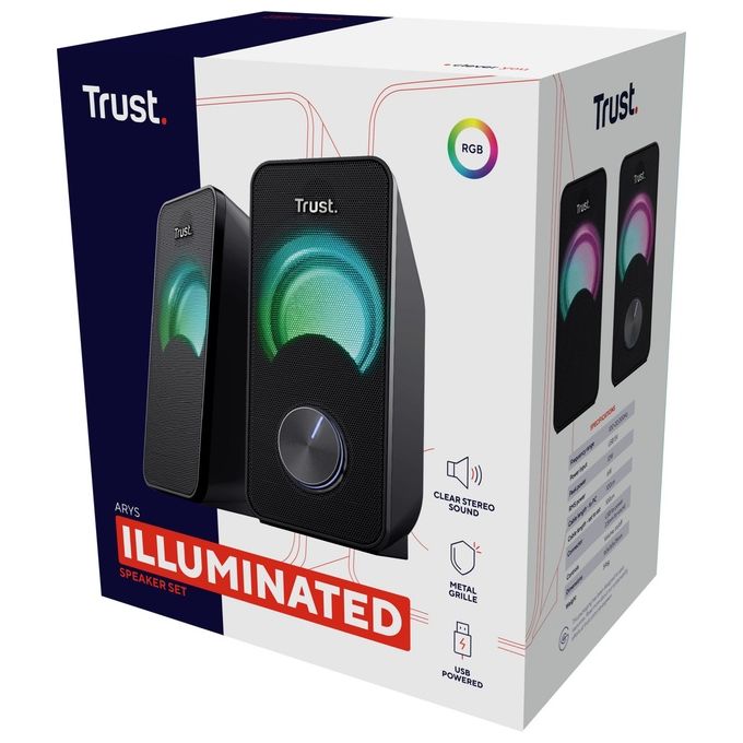 Trust 23120 Arys Compact RGB Casse PC 2.0 Set Altoparlanti 12 W Illuminazione LED colore Nero