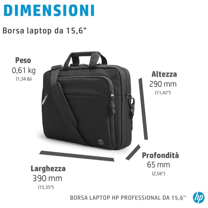 HP 500S7AA Professional Borsa per Notebook 15.6'' Materiale Riciclato Tracolla Rimovibile colore Nero