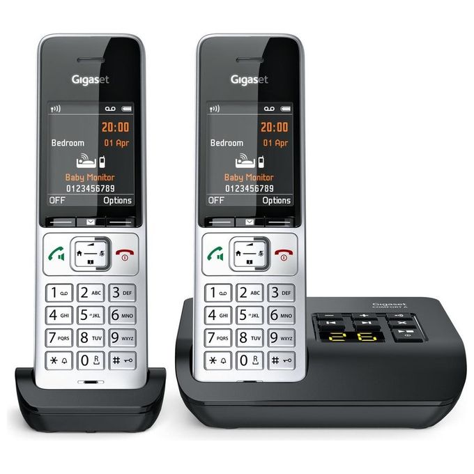 Gigaset L36852-H3023-B101 COMFORT 500A duo Telefono analogico DECT con vivavoce e identificatore di chiamata colore Nero Argento