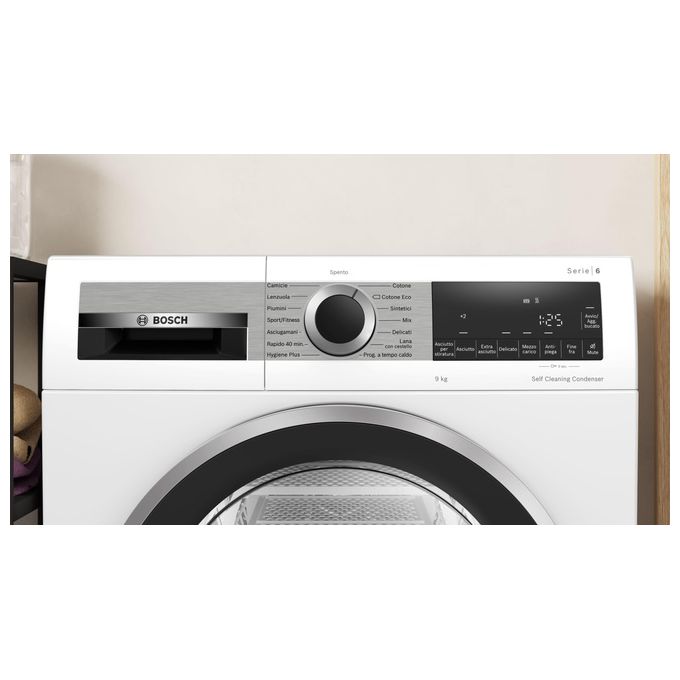 Bosch WQG245D0IT Serie 6 Asciugatrice Pompa di Calore 9 Kg Classe C AutoDry Condensatore Autopulente (84x60x61 cm) colore Bianco