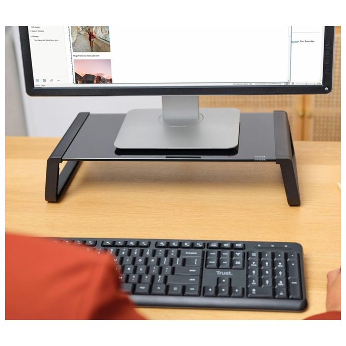 Trust 25271 Monta Supporto Monitor da Scrivania Vetro Temperato 10 Kg colore Nero