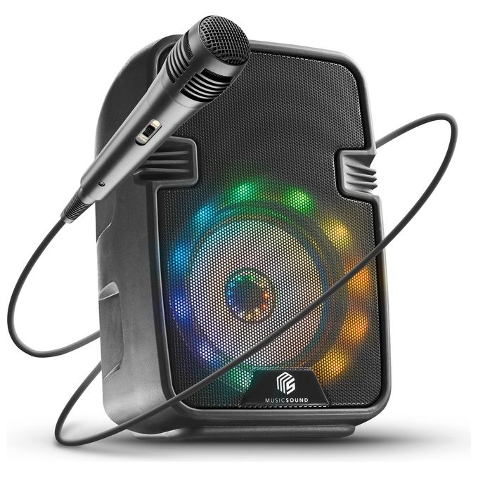 Cellularline BTSPKMSKARAOKEK Music Sound Speaker Bluetooth Karaoke 5 W Bluetooth 5.1 Microfono LED Multicolore Autonomia 8h colore Nero