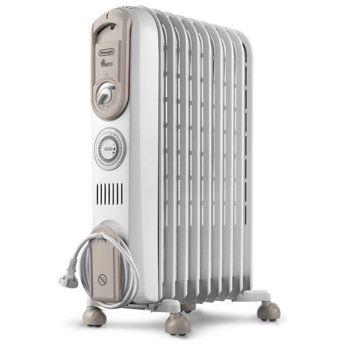 De'Longhi V550918T.WB Serie Vento Radiatore ad Olio 9 Elementi 1800W Timer Antigelo per ambienti fino a 54 m² colore Bianco