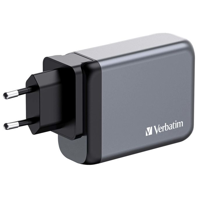Verbatim 32202 GNC-100 Caricatore da muro 100 W con 3 USB-C PD 3.0 e 1 USB-A QC 3.0 colore Nero Grigio