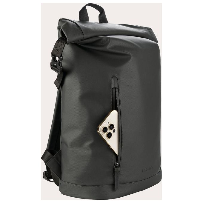 Tucano BKROL15-BK Rollo Zaino Porta PC per Laptop 15.6'' e MacBook Pro 16'' con Chiusura Rolltop in Tessuto Riciclato Water Resistant Spallacci Regolabili colore Nero