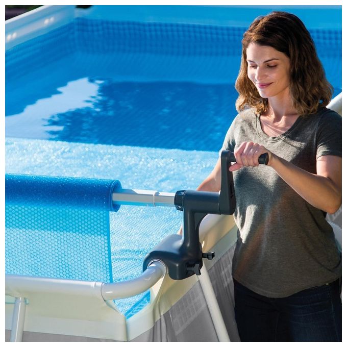 Intex Rullo Per Copertura Solare per Piscine Alluminio e PVC Grigio