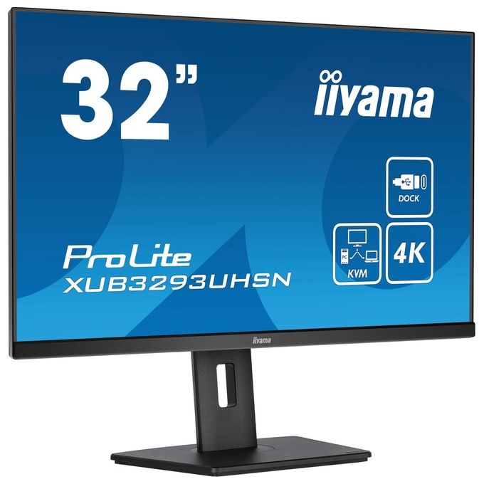 Iiyama XUB3293UHSN-B5 ProLite Monitor PC 31.5'' 4K Ultra HD IPS USB-C Dock KVM Switch LAN Hub USB 3.2 colore Nero