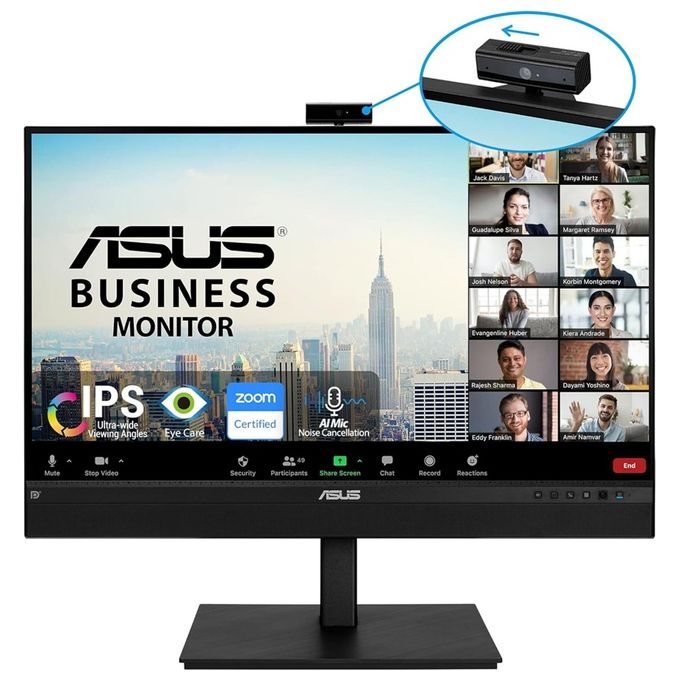 Asus BE27ACSBK Monitor PC 27'' Quad HD IPS 2560x1440 Webcam FullHD USB-C Hub USB 3.2 Speaker Integrati Eye Care colore Nero