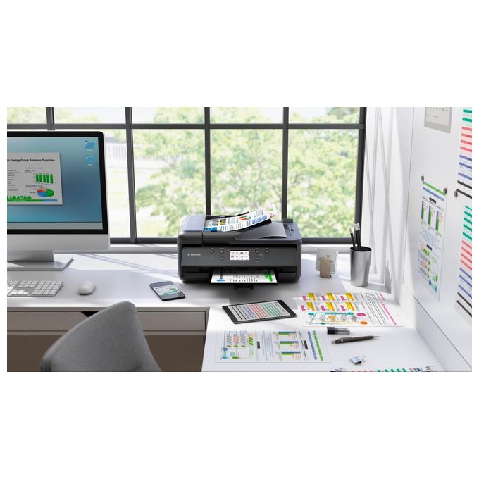 Canon PIXMA TR7650 Stampante Multifunzione 4 in 1 Getto d'Inchiostro 5 Cartucce Wi-Fi Stampa Fronte Retro Automatica ADF LCD Touch 4800 x 1200 DPI colore Nero
