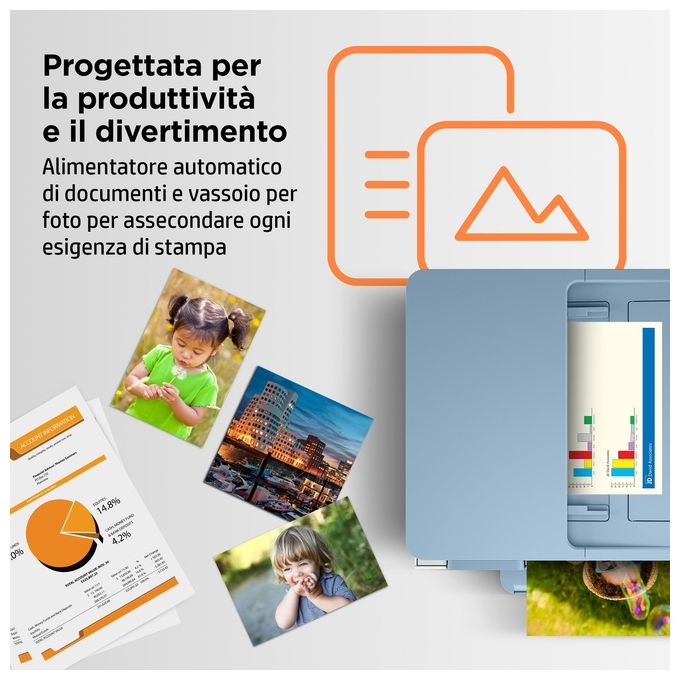 HP 2H2P6B ENVY Inspire 7921e Stampante Multifunzione Inkjet A4 15 ppm Wi-Fi Fronte Retro ADF 35 fogli colore Bianco