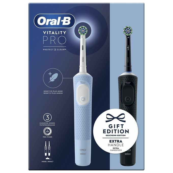 Oral-B VITALITY PRO DUO Spazzolino elettrico rotante-oscillante 3 modalita' timer 240h autonomia colore Nero e Blu