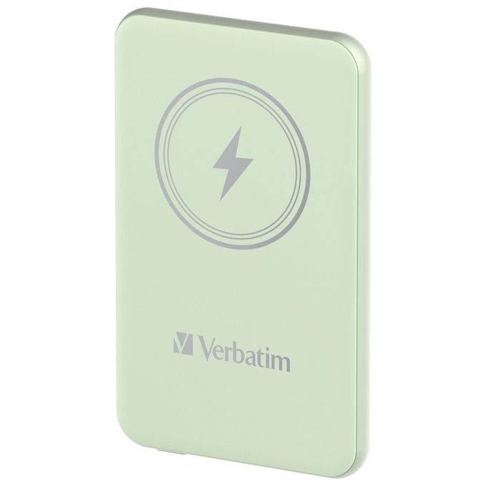 Verbatim 32241 Charge 'n' Go Power Bank Magnetico 5000 mAh 15 W Ricarica Wireless 20 W Power Delivery colore Verde