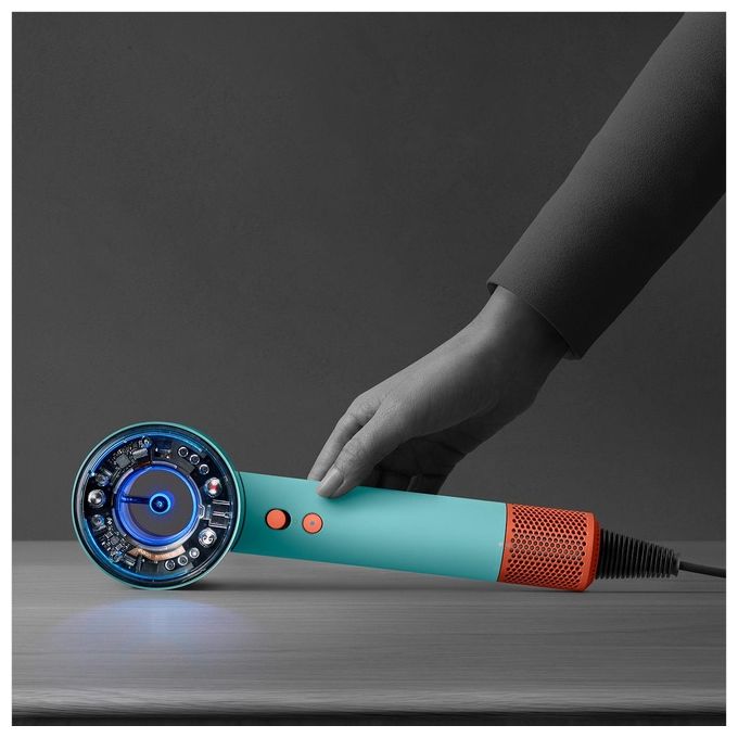 Dyson 515276-01 Supersonic Nural Asciugacapelli 1600W Motore V9 3 Velocita' 4 Temperature con Accessori colore Blu Arancione