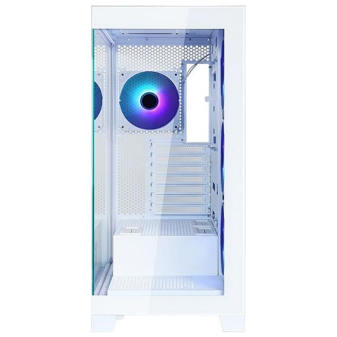 Itek ITGCASB45W SHOWBUI PC Case Gaming Tower ATX 4x 120mm Ventole ARGB Infinity Mirror 2x USB 3.0 Type-C Vetro Temperato colore Bianco