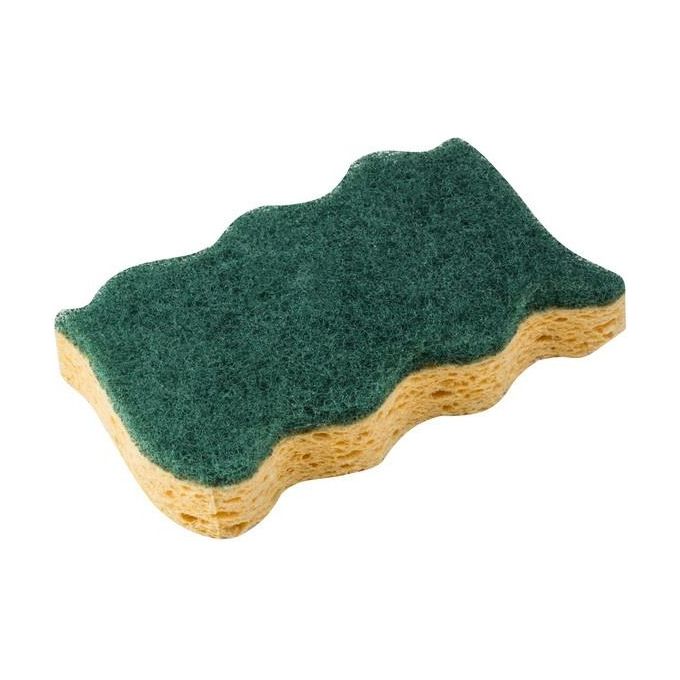 Vileda Spugnetta da Cucina Mediamente Abrasiva Cellulosa Super-assorbente Trattamento Antibatterico sul lato in Fibra Verde Forma Ergonomica 2 Pezzi
