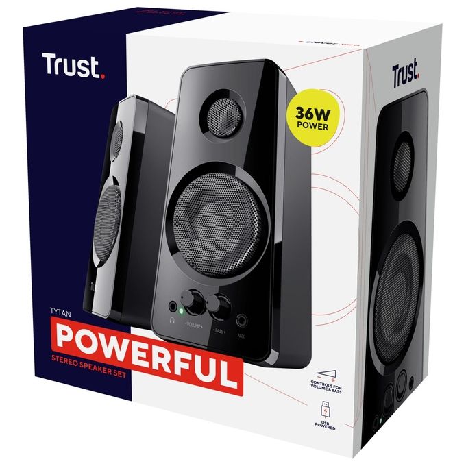 Trust Tytan Set di Casse per PC 2.0 di 36 W, Nero