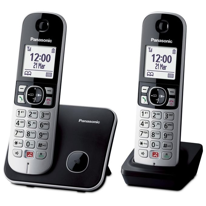Panasonic KX-TG6852JTB Telefono Cordless DECT Duo Display 1.8'' Vivavoce Blocco Chiamate Rubrica 200 voci colore Nero