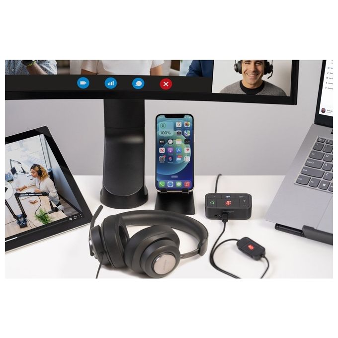 Kensington K83451WW H2000 Cuffie Over-Ear USB-C con Microfono Cancellazione Rumore Plug and Play colore Nero