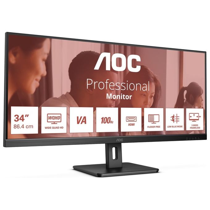 AOC U34E2M Monitor LED 34'' Wide Quad HD VA 3440x1440 4ms 100 Hz colore Nero