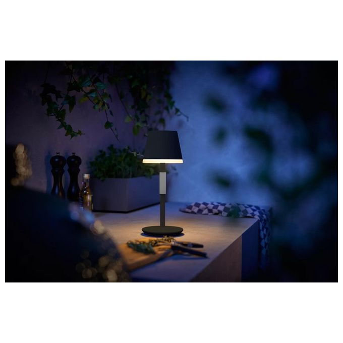 Philips Lampada Smart Hue Go White and Color Ambiance da Tavolo Ricaricabile Nera Wireless