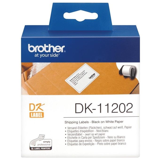 Brother 300 Etichette In Carta Nero Su Bianco 62 Mm X 100 Mm