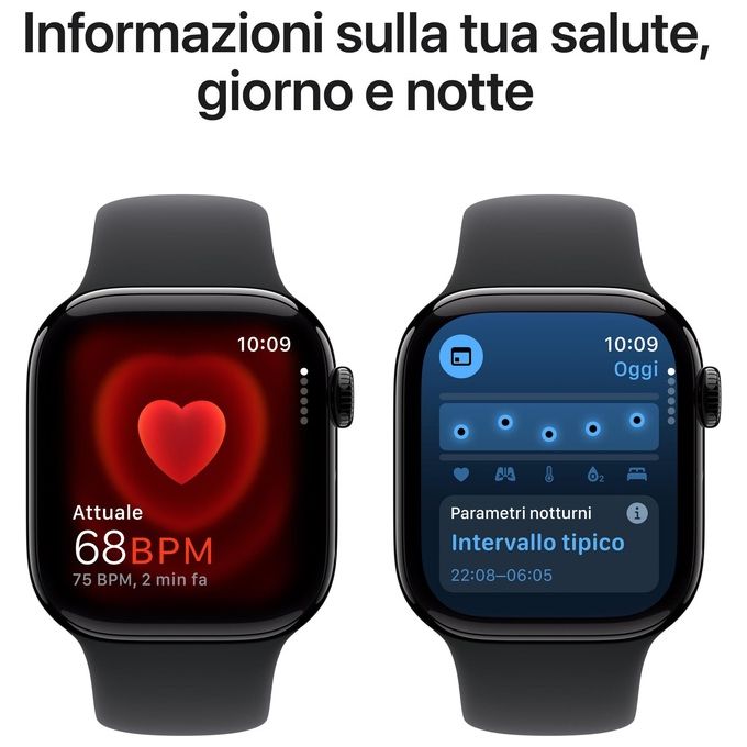 Apple MWWE3QL-A Watch Series 10 Smartwatch GPS 42mm Cassa Alluminio 64 GB watchOS 11 colore Jet Black