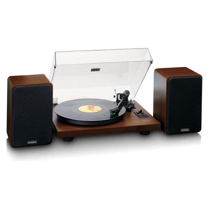Lenco LS-600WA Giradischi a cinghia Bluetooth 5.0 amplificato 2x30W con altoparlanti colore Noce