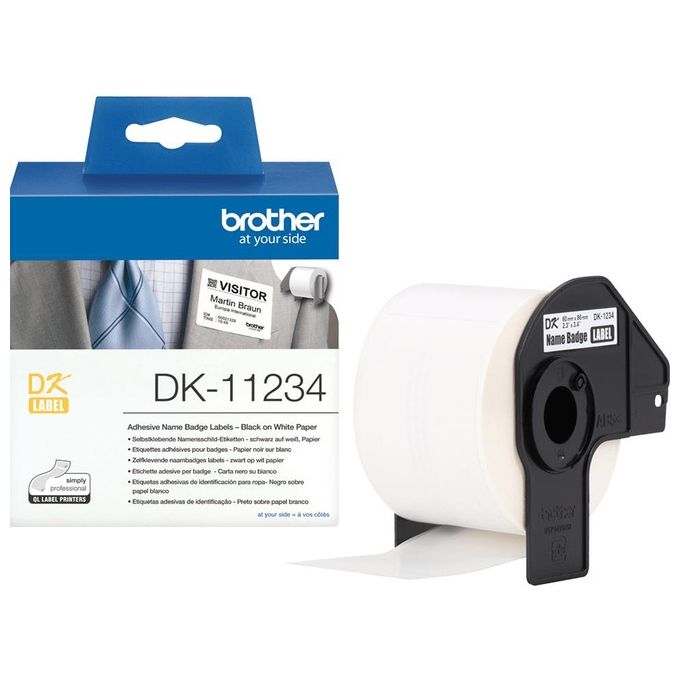Brother DK11234 Etichette per Stampante Autoadesive Nero su Bianco 60x86 mm 260 Pz colore Nero