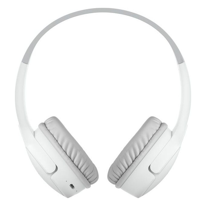 Belkin AUD002btWTV3 SoundForm Mini Cuffie On-Ear Wireless per Bambini fino a 30 ore di riproduzione Bluetooth 5.3 limite volume 85 dB colore Bianco