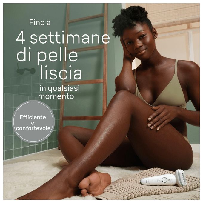 Braun 9-061 Silk-épil 9 Epilatore Elettrico Donna Wet and Dry 40 Pinzette MicroGrip Testina Flessibile Rulli Massaggianti colore Bianco