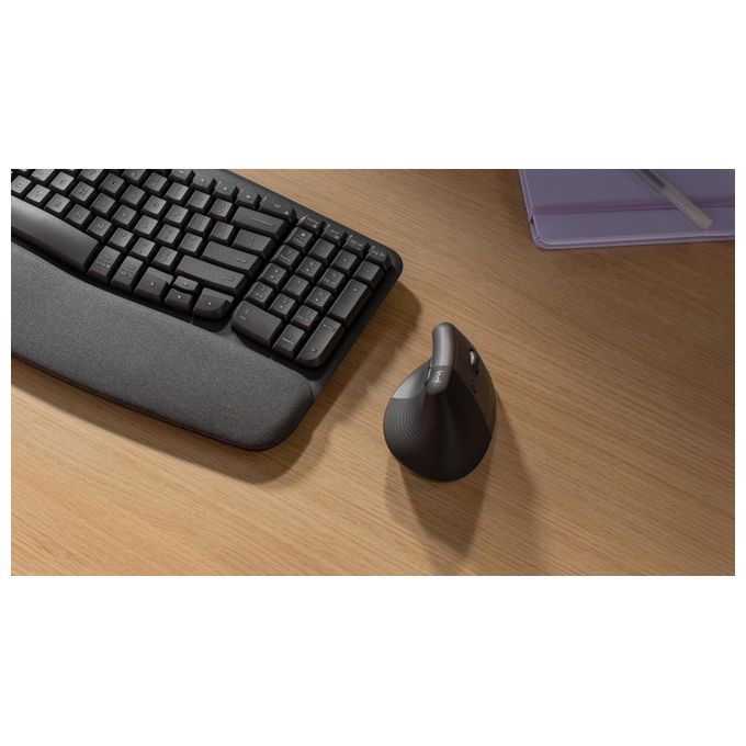 Logitech 910-006473 Lift Mouse Ergonomico Verticale Wireless Bluetooth Logi Bolt USB 4 Tasti Clic Silenziosi 4000 DPI colore Grafite