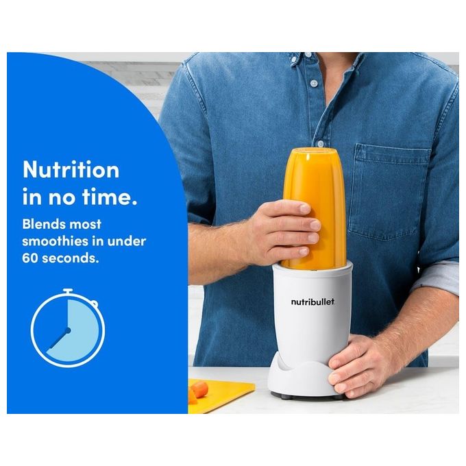 NutriBullet NB907MAW Frullatore 900 W Capacita' 0,9 L con Bicchiere Rimovibile Lama Estrattiva Funzione Pulse Tritaghiaccio Ricettario Incluso colore Bianco