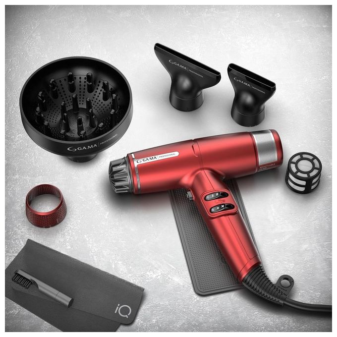 Ga.ma PH6030.RD iQ Lite Asciugacapelli 1500 W Tecnologia Ionica Oxy-Active Motore Brushless 2 Velocita' 3 Temperature Diffusore colore Rosso