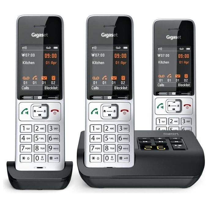 Gigaset COMFORT 500A TRIO Telefono Cordless DECT GAP Segreteria Telefonica Vivavoce Rubrica 200 voci Display 2.2'' colore Nero Argento