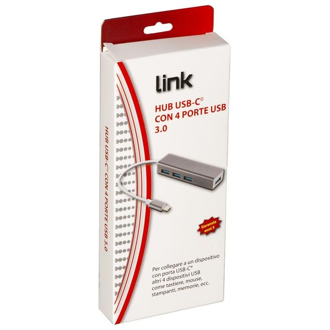 Digitus LKHUB307 Hub Usb-C con 4 Porte Usb 3.0