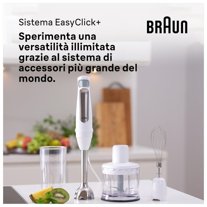 Braun MQ7035IW MultiQuick 7 Frullatore ad immersione 1000W PowerBell Vplus tritatutto 0,5L bicchiere 0,6L frusta colore Bianco