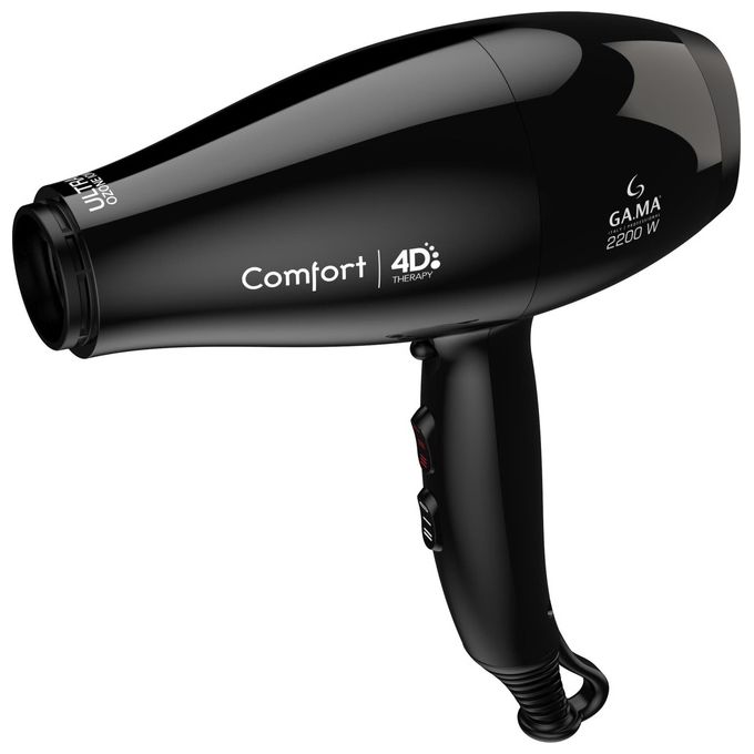 Ga.ma GH0532 Comfort 4D Therapy Asciugacapelli 2200W Ozone Ion Plus Tormalina 2 Velocita' 3 Temperature Diffusore colore Nero