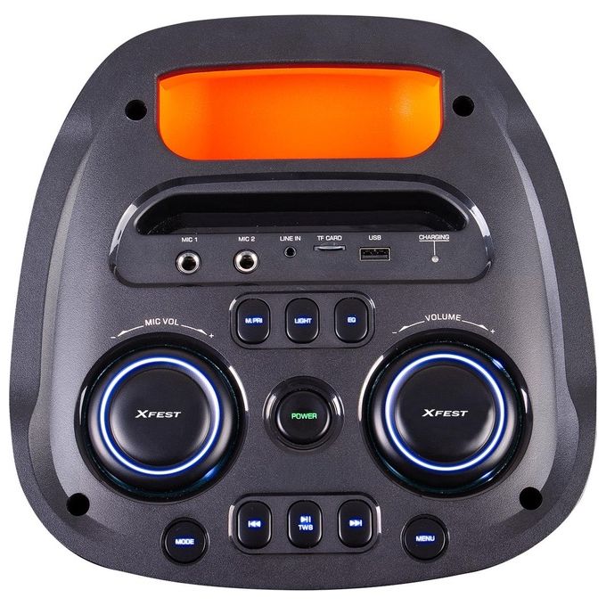 Trevi XF 780 KB XFest Cassa Bluetooth 110W 2 vie Bass Reflex Karaoke 2 Microfoni USB MicroSD TWS Batteria colore Nero