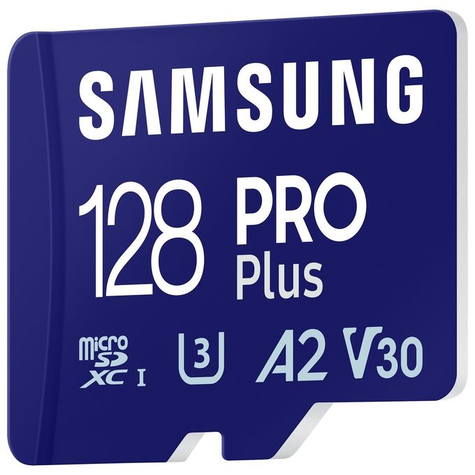 Samsung MB-MD128SA-EU PRO Plus Scheda di Memoria MicroSDXC 128 GB UHS-I U3 V30 A2 180 MB-s colore Blu marino