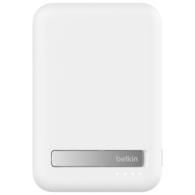 Belkin BPD007BTWH BoostCharge Pro Power Bank Magnetico 8000 mAh 15 W Wireless Qi2 con Supporto Integrato 2 Porte USB-C colore Bianco