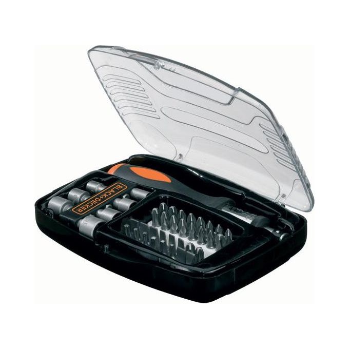 Black+Decker A7062-XJ Set Cacciavite Cricchetto con Inserti Avvitatura in Valigetta