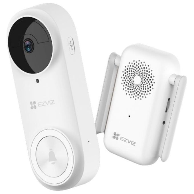 Ezviz OB03499 DB2 Pro Kit Videocitofono Smart WiFi 5MP Batteria 5200 mAh IP65 Audio Bidirezionale colore Bianco