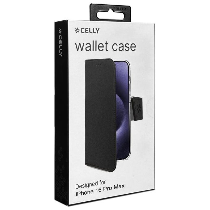 Celly Wally Case per iPhone 16 Pro Max Nero