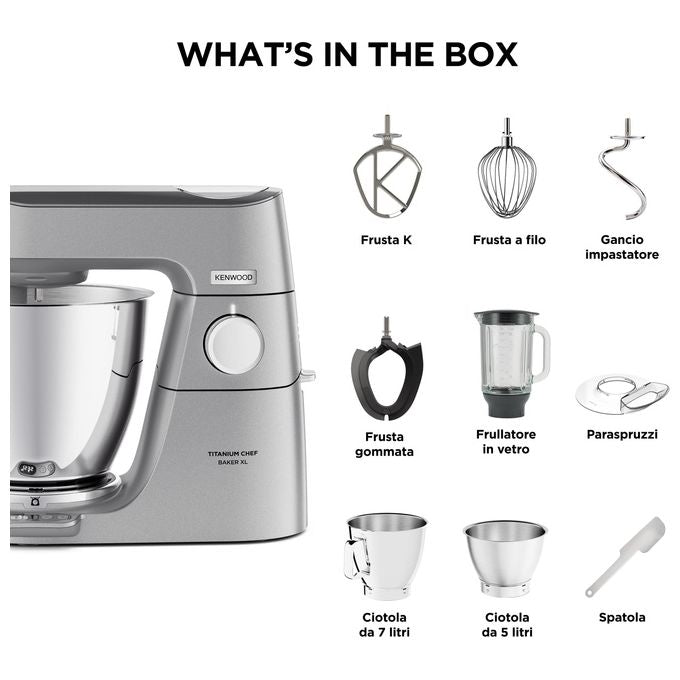 Kenwood Impastatrice Planetaria Titanium Chef Baker XL 7L 1200W con Bilancia