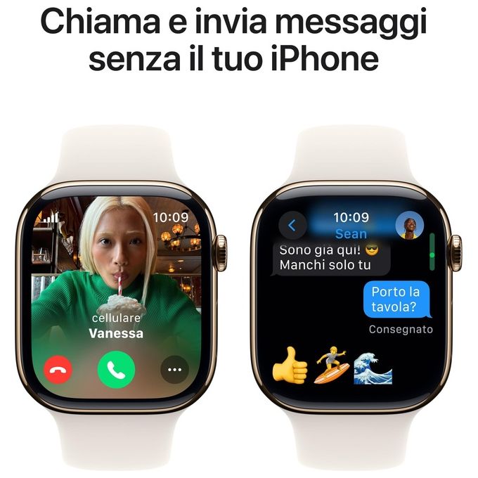 Apple MWYY3QL-A Apple Watch Series 10 Smartwatch GPS + Cellular 46 mm con Cassa in Titanio e Cinturino Sport Loop colore Oro
